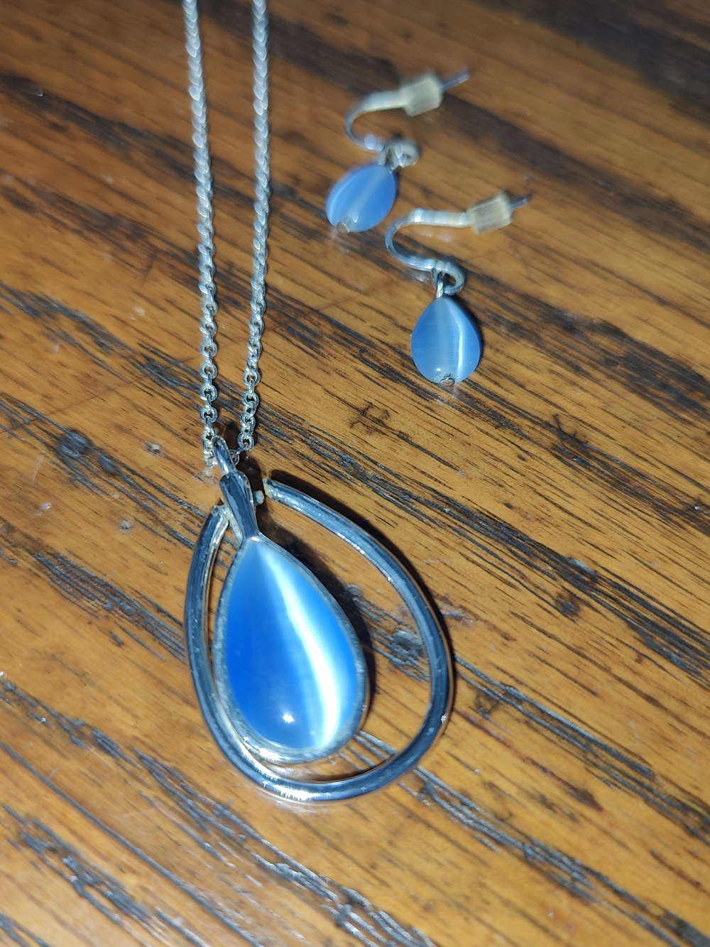 jcpenney Blue Teardrop Pendant Necklace with Matching Earrings
